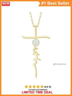 14K Gold Plated Cross Birthstone Pendant Necklace Christian Gift